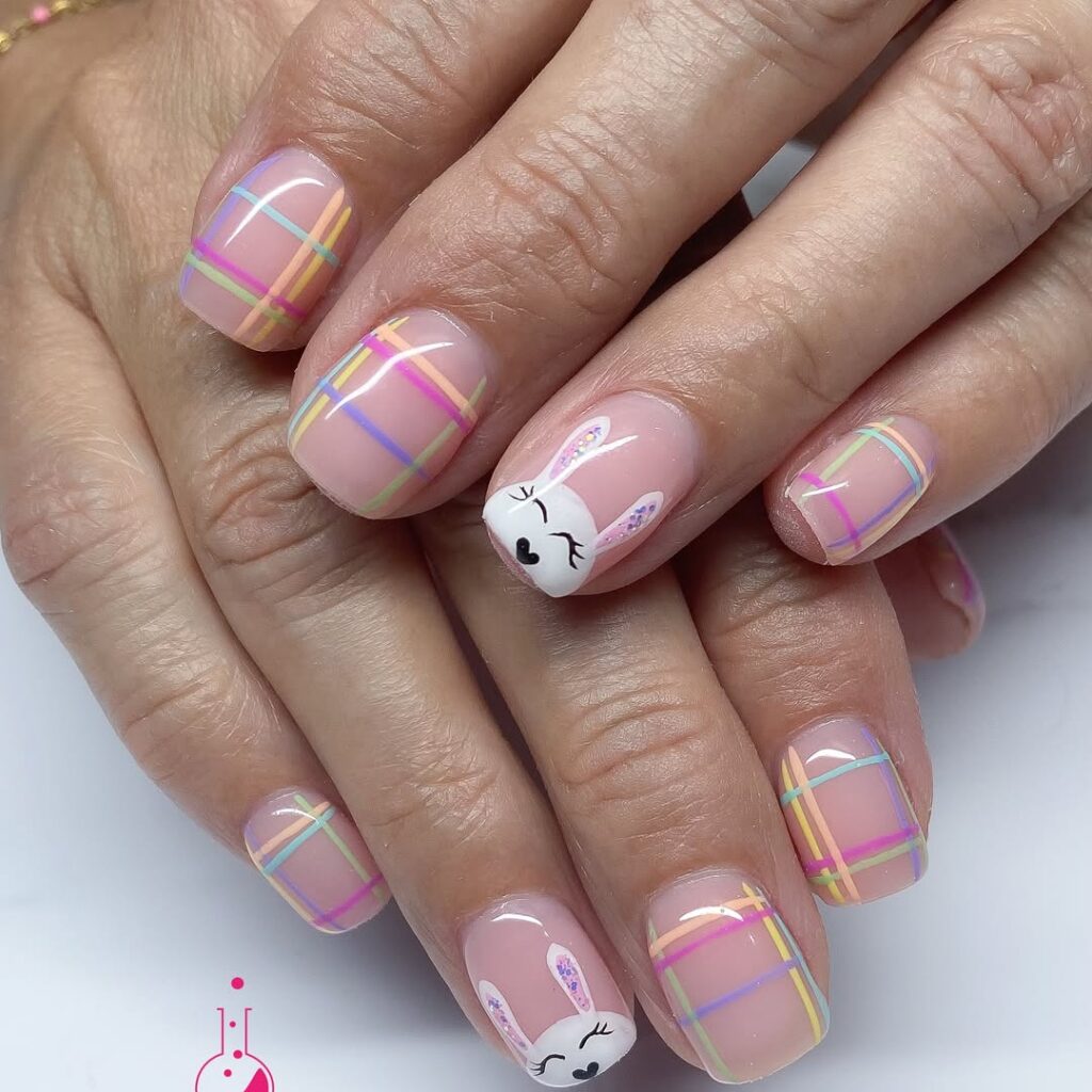 Minimal pastel Plaid with Little Bunny Twist