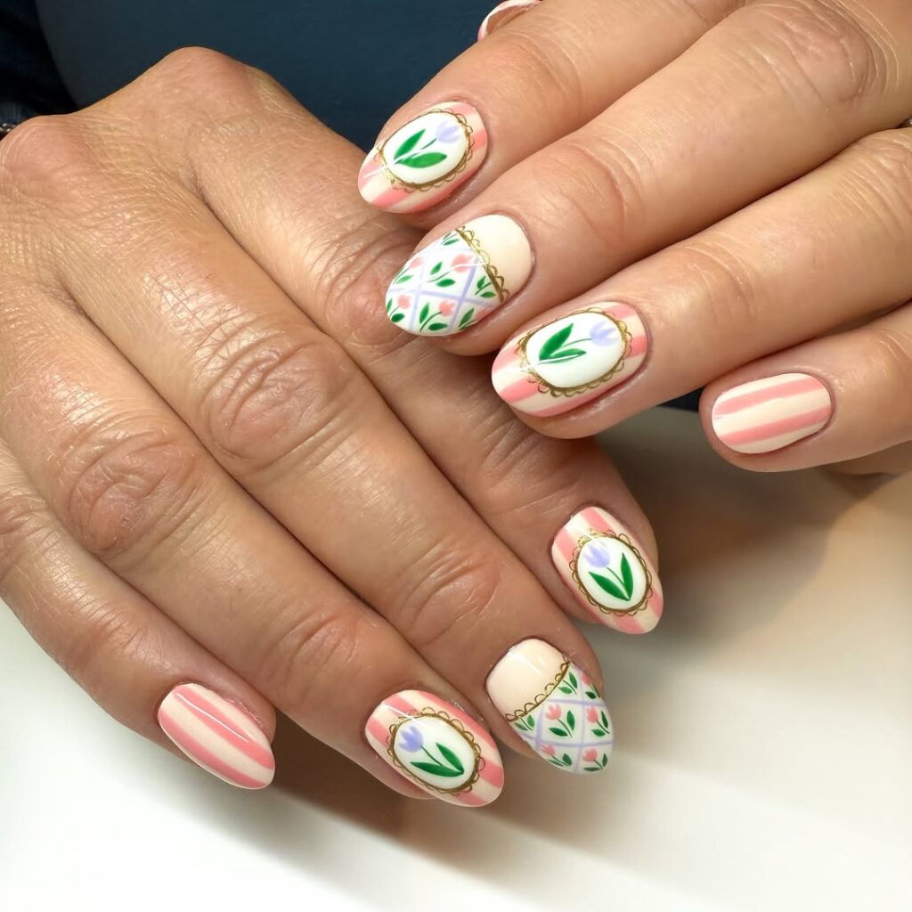 Elegant spring Botanical Nails