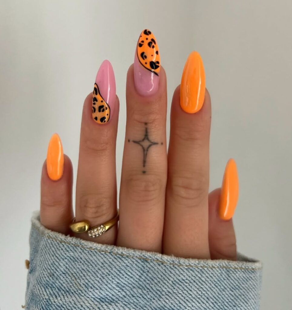 orange Leopard nails