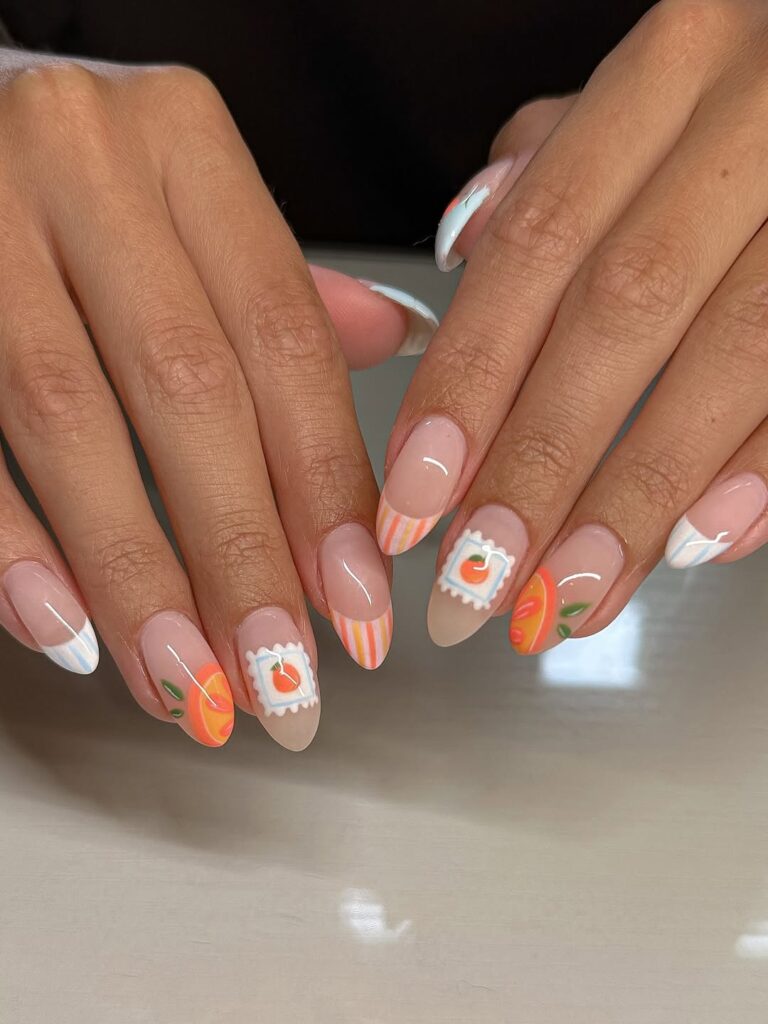 orange fruit nail designs