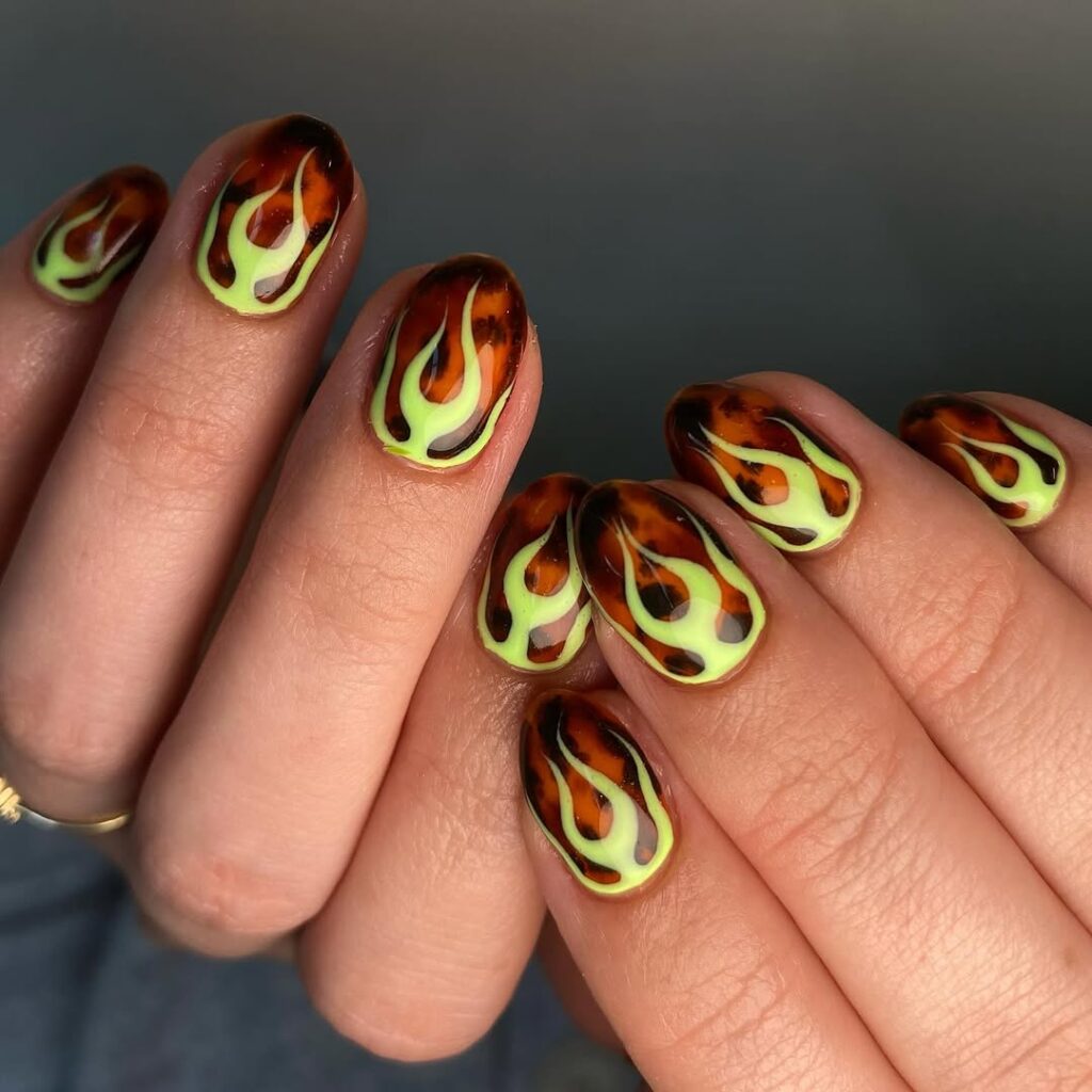 yellow flame nails