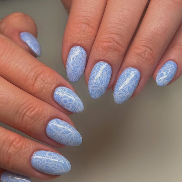 blue lace nails