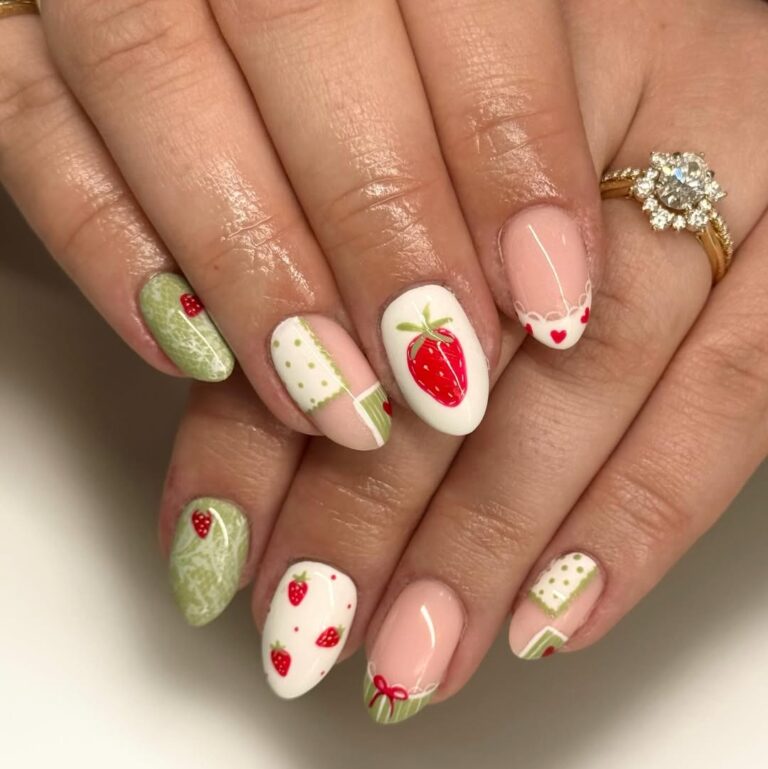 strawberry lace nails