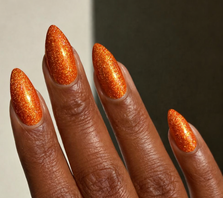 orange shimmer nail color
