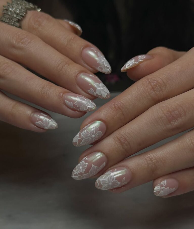 pearlescent lace nails