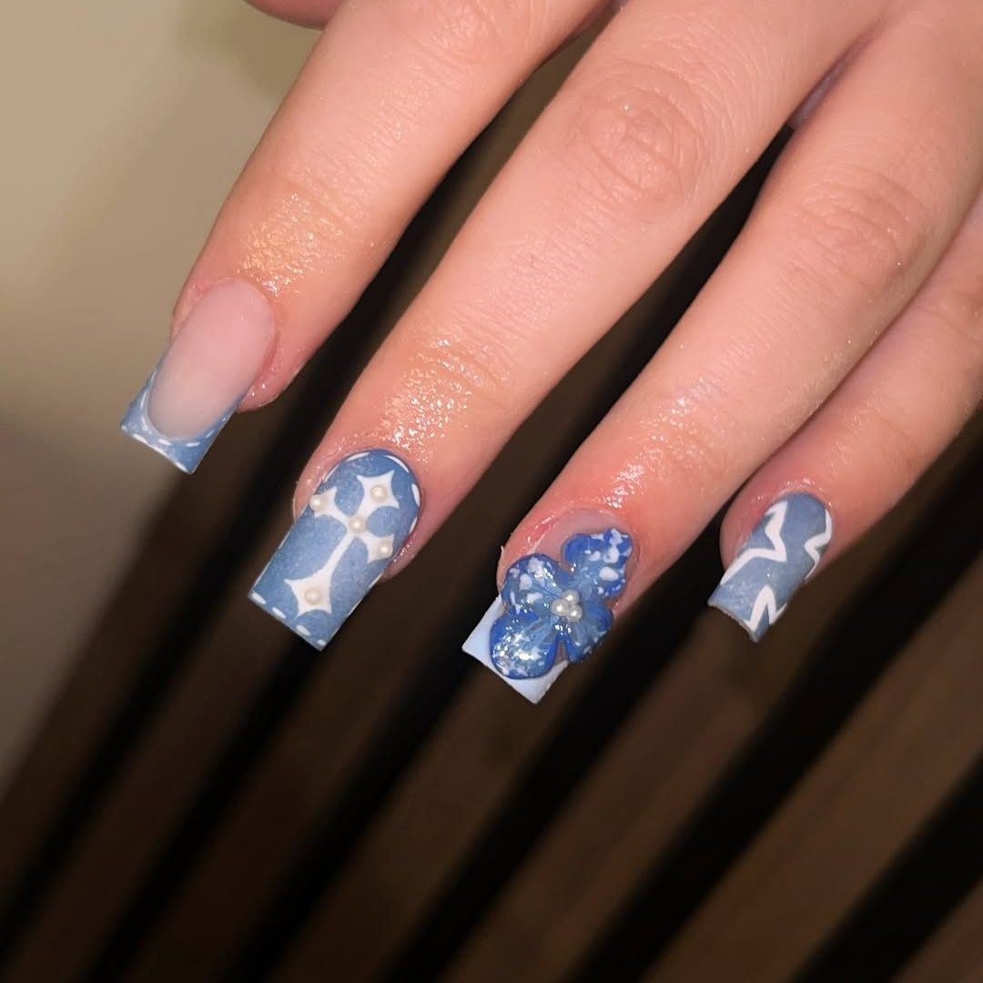 denim nail design