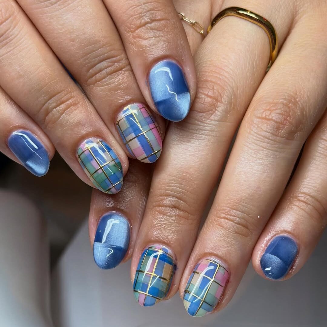 blue denim nails