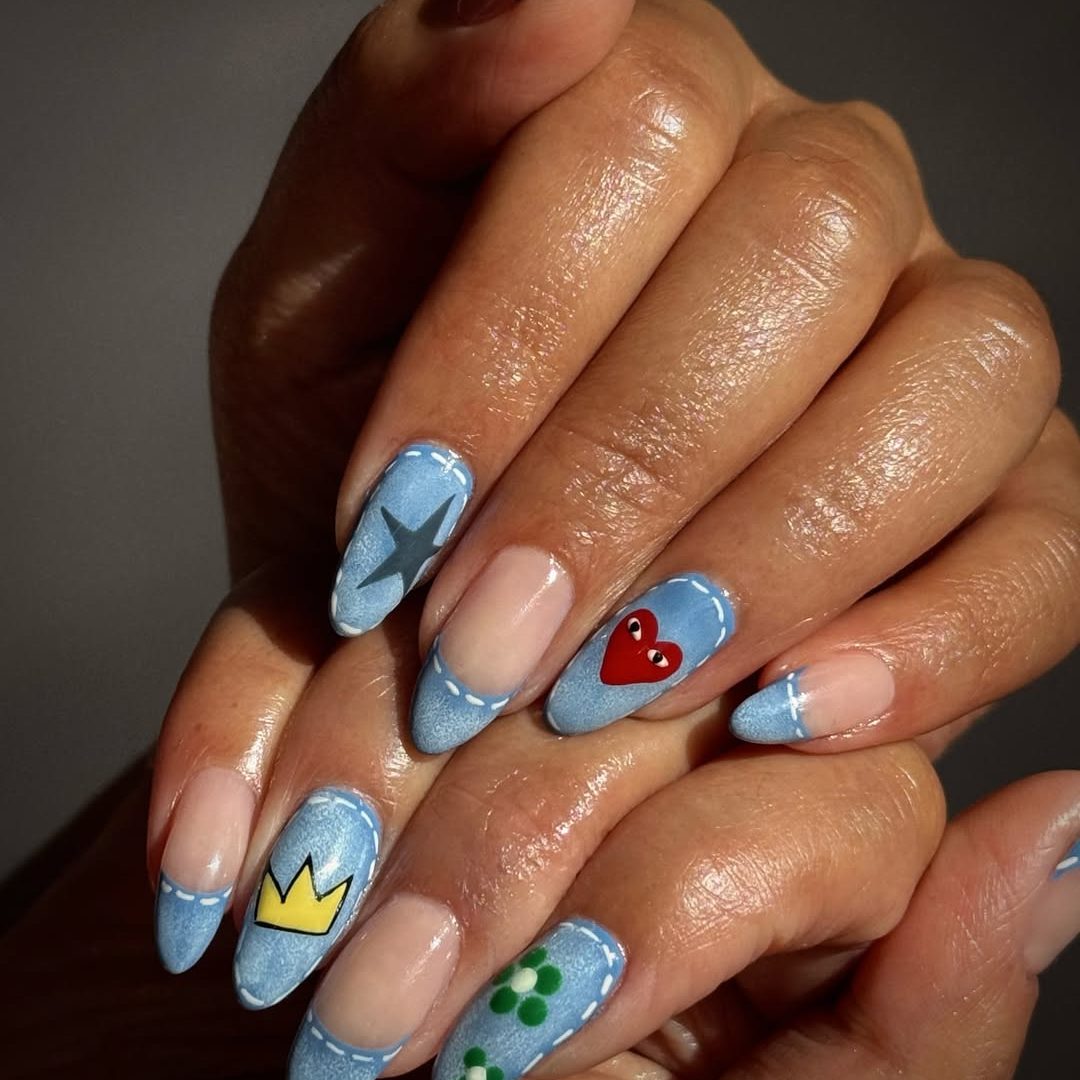 denim nail art design