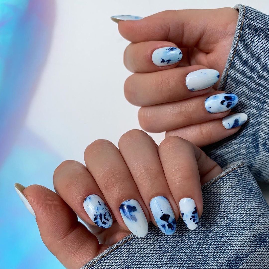 blue denim nails