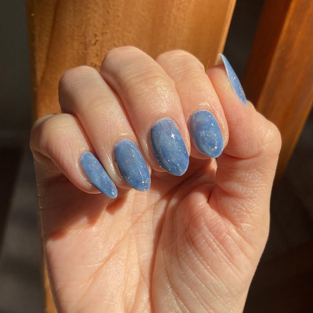 blue denim nails